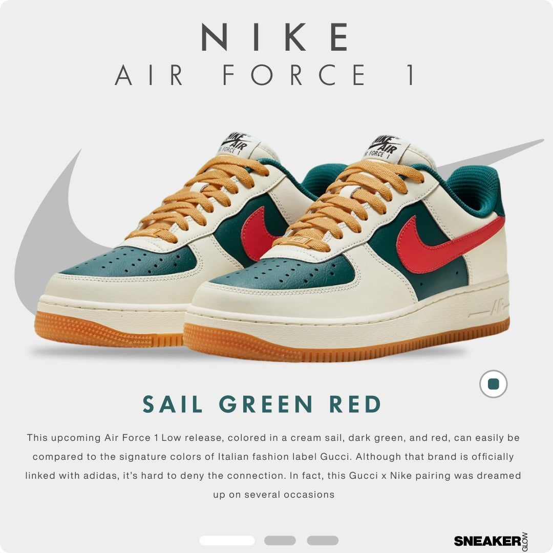 NIKE AIR FORCE 1 SAIL GREEN RED