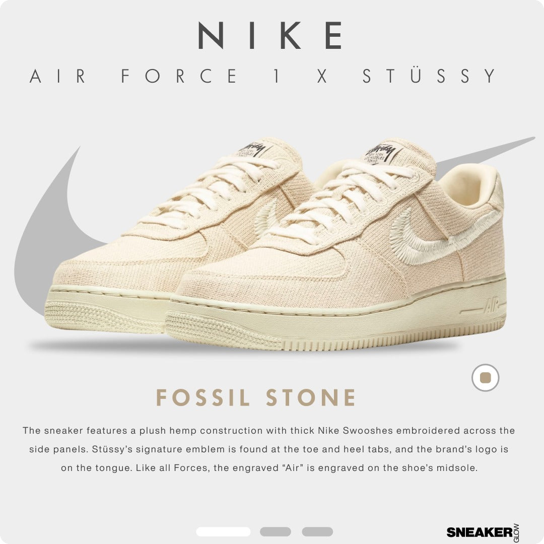 STUSSY X NIKE AIR FORCE 1 FOSSIL STONE