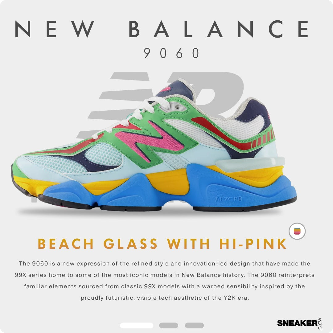 NEW BALANCE 9060 BEACH GLASS WITH HI-PINK